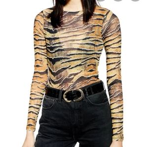 Sweet Lilac Tiger Print Sheer Top M NWT